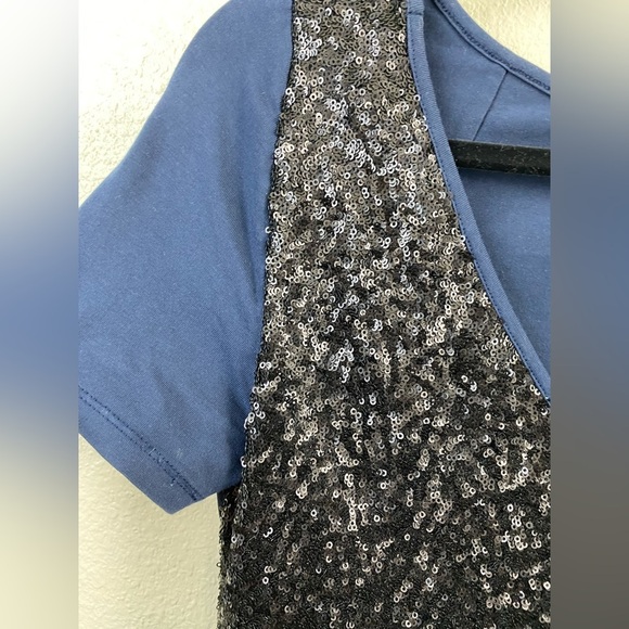 Reiss Amber Sequin Back Navy Cocktail Short Sleeve Wedding Guest Party Dress 6 - Picture 11 of 13